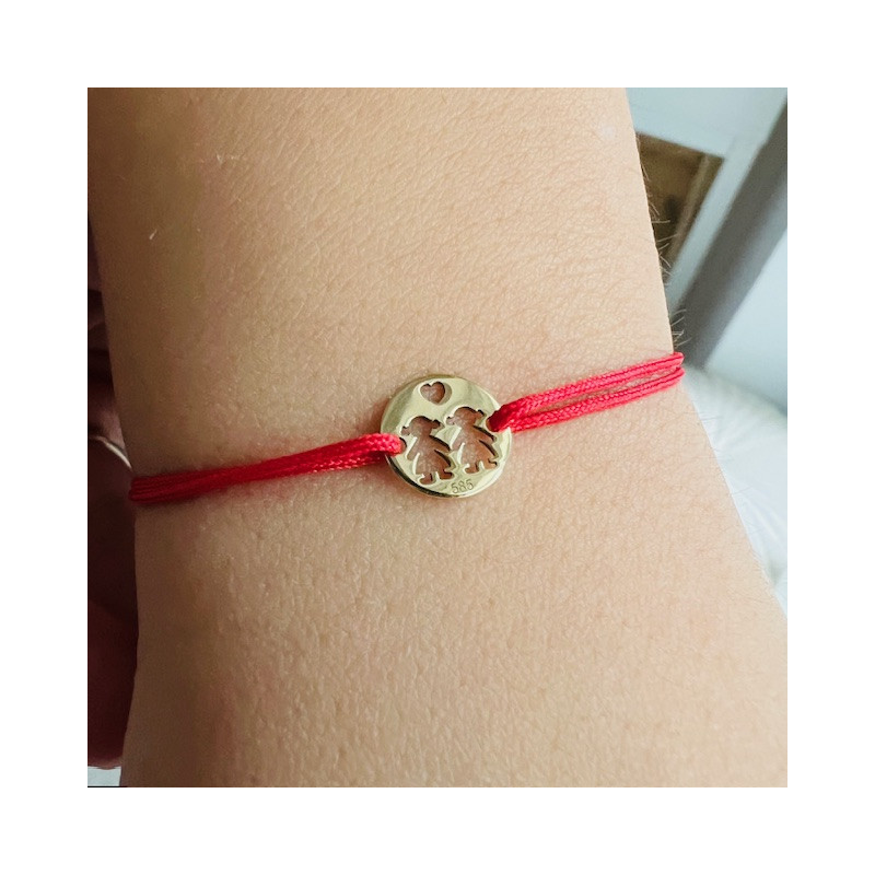 Pandant Banut doua fetite inima, 9 mm - aur galben 14K