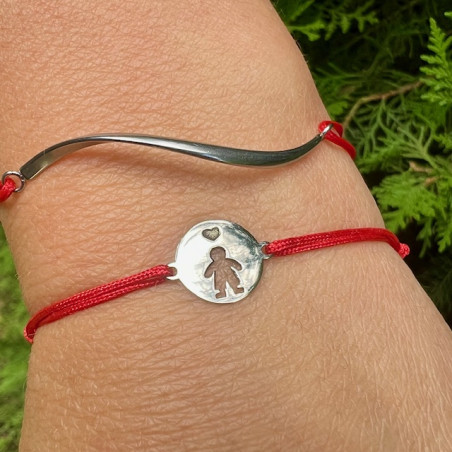 Pandant Banut baietel inima gravata, 10 mm - aur alb 14K