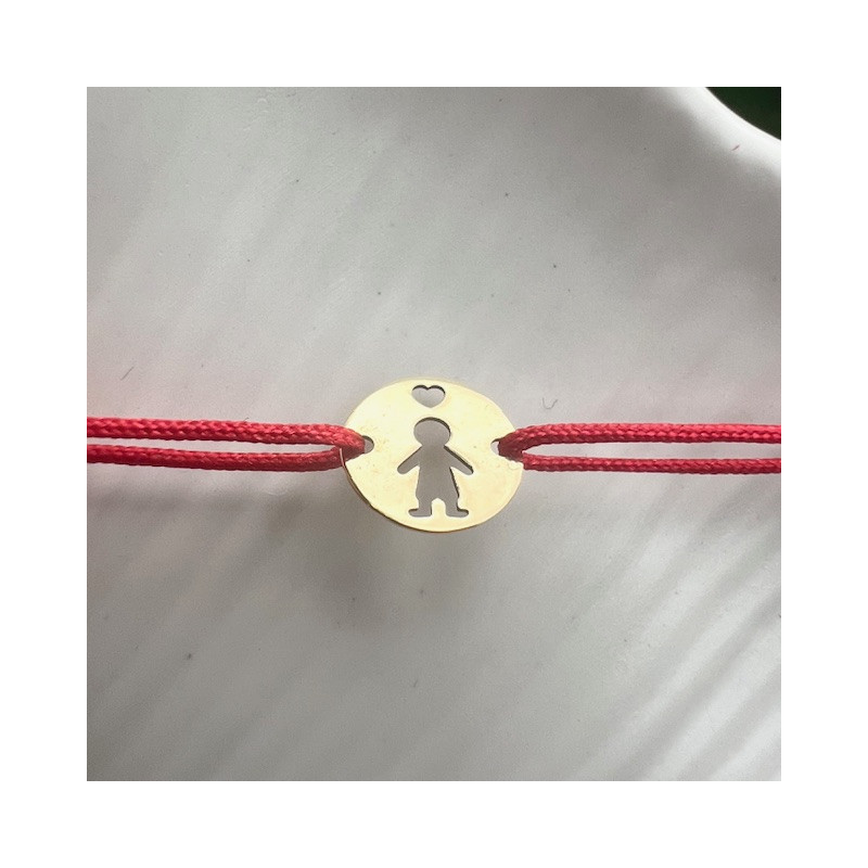 Pandant aur galben 14K Banut baietel inima, 10 mm