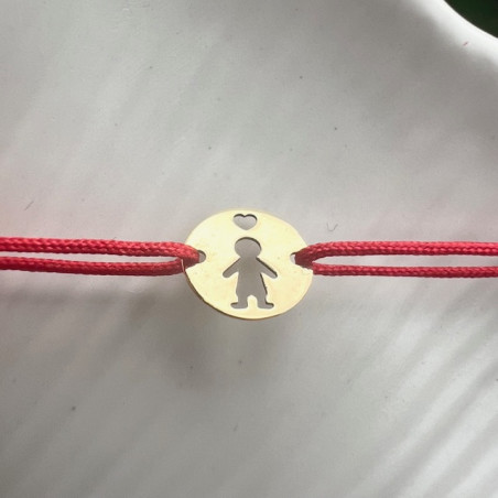 Pandant aur galben 14K Banut baietel inima, 10 mm