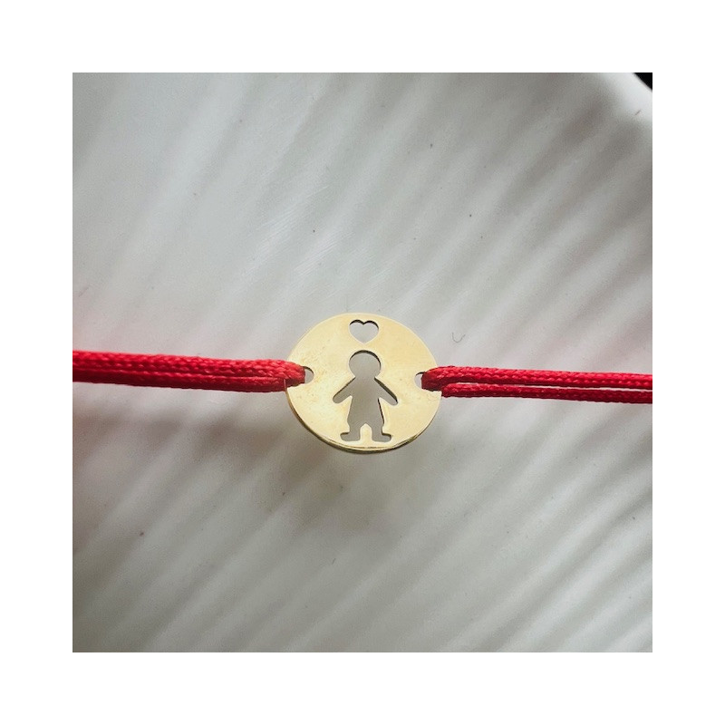 Pandant aur galben 14K Banut baietel inima, 10 mm