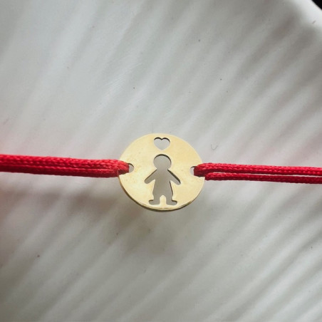 Pandant aur galben 14K Banut baietel inima, 10 mm
