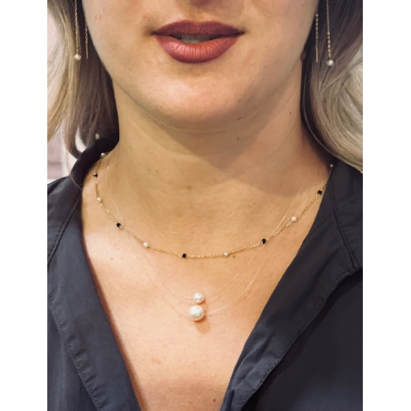 Cercei aur galben 9K Perle 4 mm pe lantisor