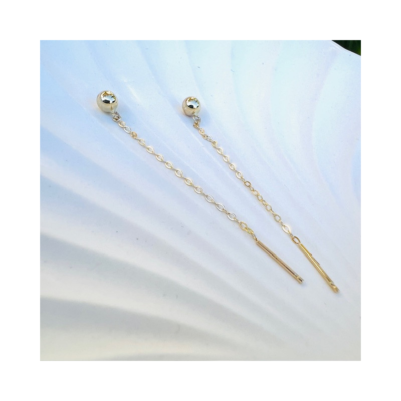 Cercei aur galben 9K Bilute 4 mm pe lantisor