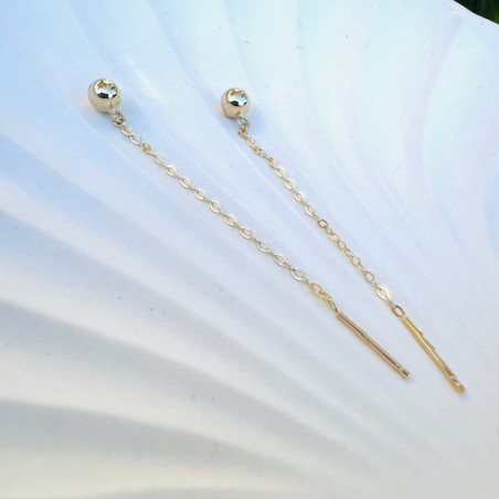 Cercei aur galben 9K Bilute 4 mm pe lantisor