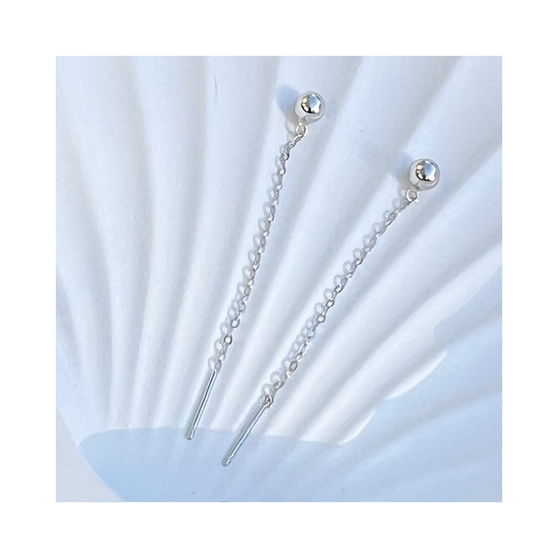 Cercei aur alb 9K Bilute 4 mm pe lantisor