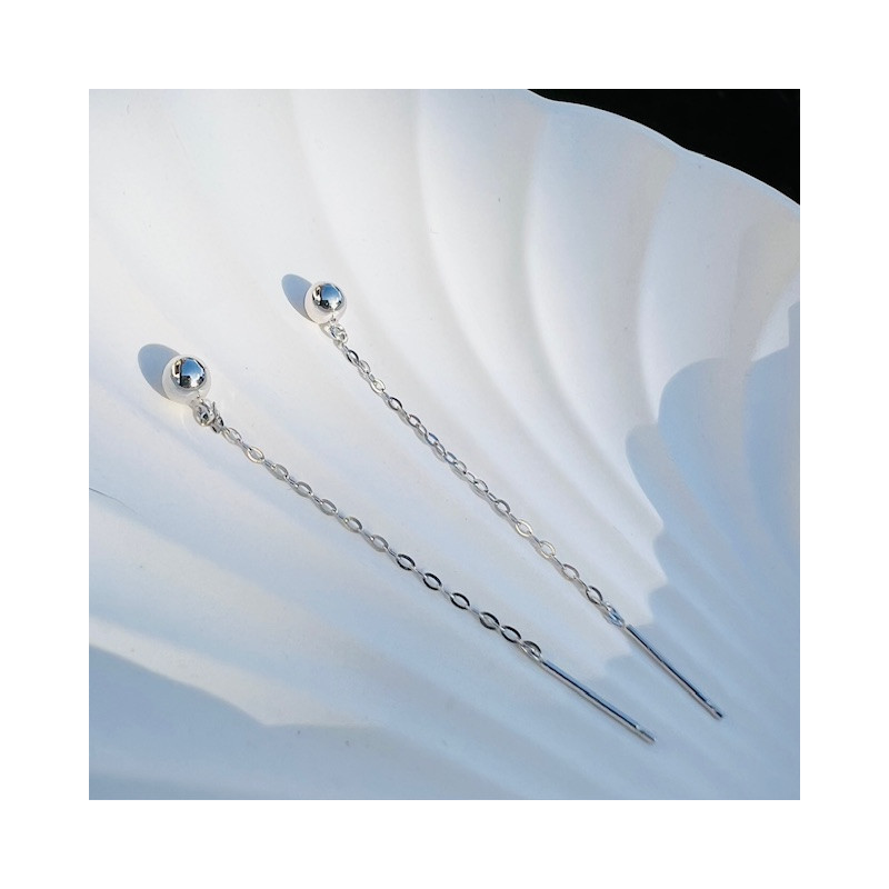 Cercei aur alb 9K Bilute 4 mm pe lantisor