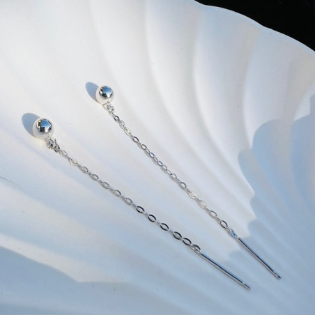 Cercei aur alb 9K Bilute 4 mm pe lantisor