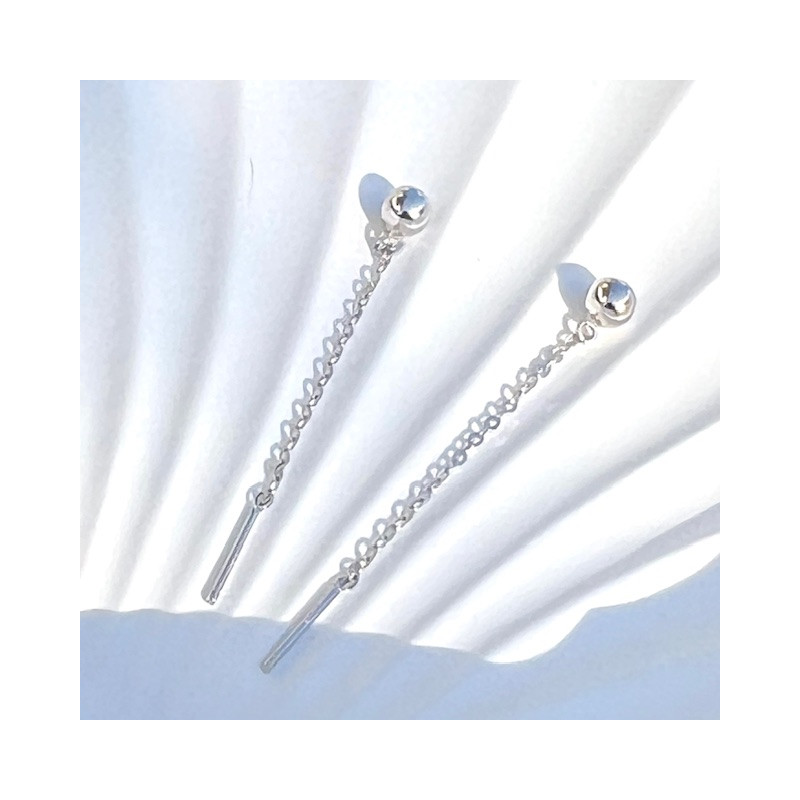 Cercei aur alb 9K Bilute 4 mm pe lantisor