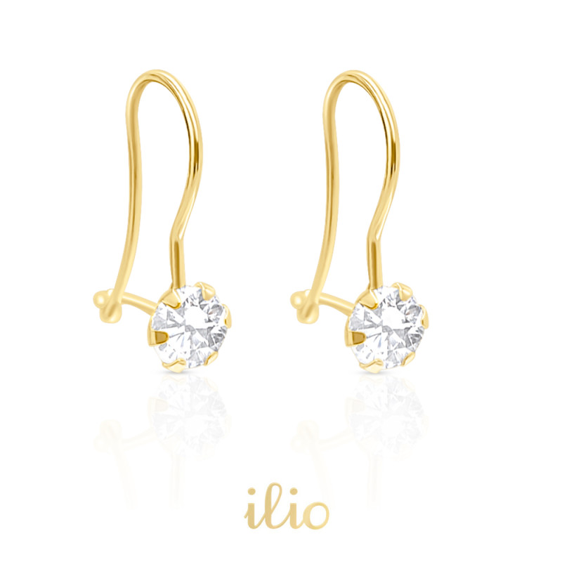 Tortite hip piatra, 14 mm - Cercei aur galben 14K