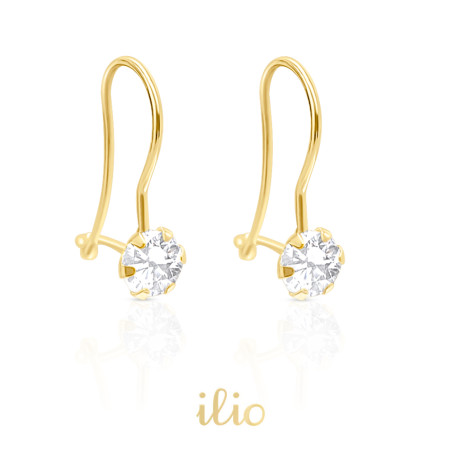Tortite hip piatra, 14 mm - Cercei aur galben 14K