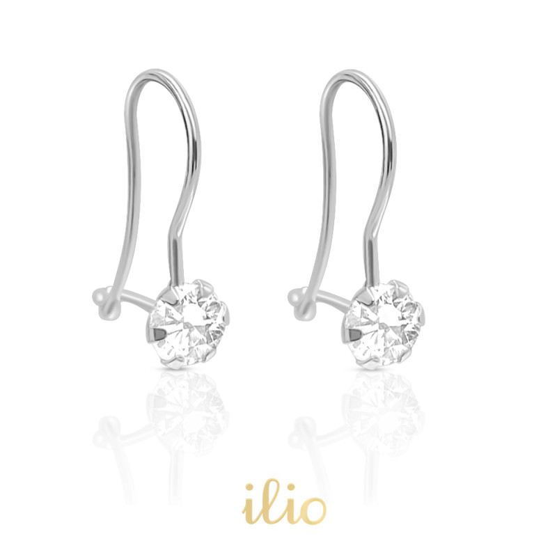 Tortite hip piatra, 14 mm - Cercei aur alb 14K