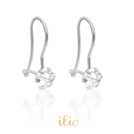Tortite hip piatra, 14 mm - Cercei aur alb 14K