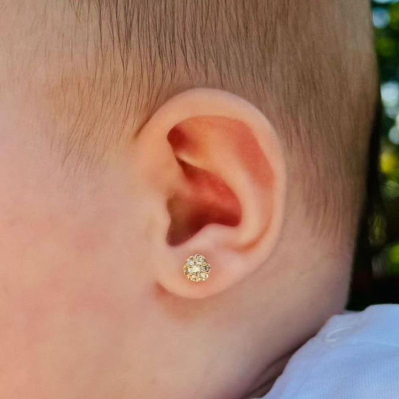 Rotunzi 7 diamante mari, 6 mm - Cercei aur galben 14K