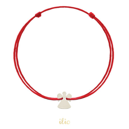 Pandant Ingeras, 8 mm - aur alb 14K pe bratara snur