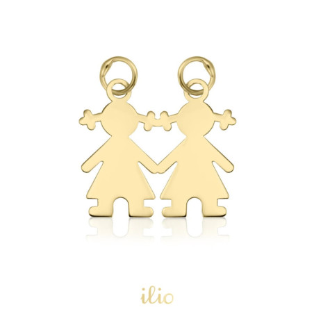 Pandantiv Doua fetite, 10 mm - aur galben 14K