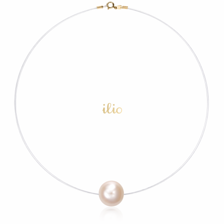 Colier cu inchidere aur galben 9K - Perla cultura 8 mm pe fir transparent