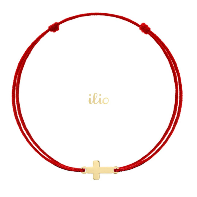 Pandant Cruciulita, 10 mm - aur galben 14K pe bratara snur