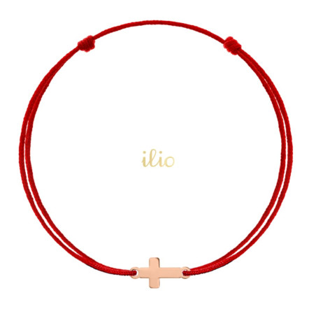 Pandant Cruciulita, 10 mm - aur roz 14K pe bratara snur