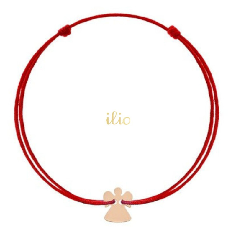 Pandant Ingeras, 8 mm - aur roz 14K pe bratara snur