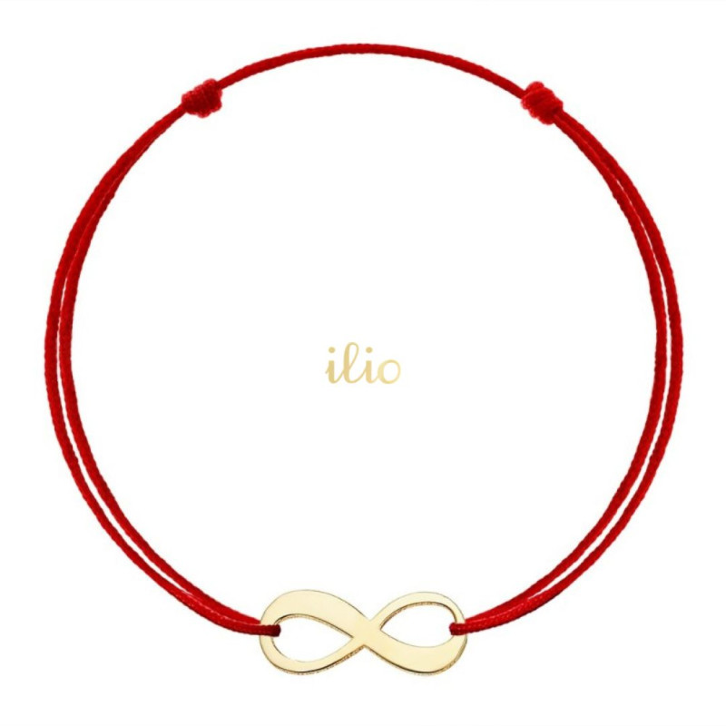 Pandant Infinit, 11 mm - aur galben 14K pe bratara snur